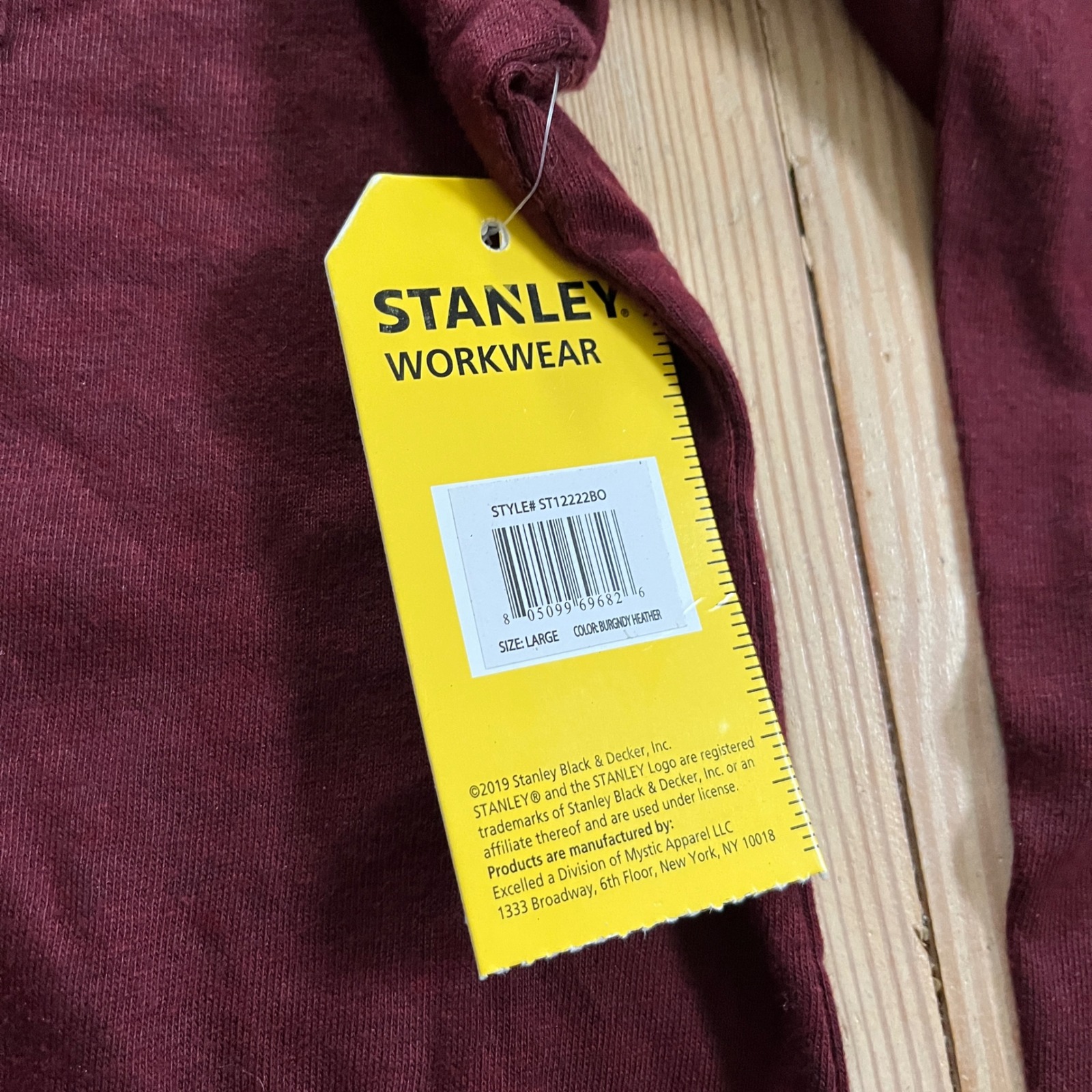 Stanley Workwear Mens Large Burgundy Heather Long Sleeve Pocket Tee Shirt Nwt — image 8 of 8